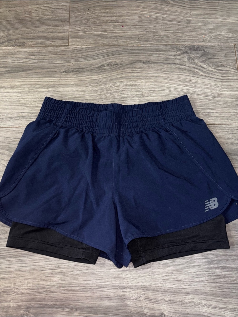 New Balance Women's Navy Outer Layer with Black Built-In Liner Shorts